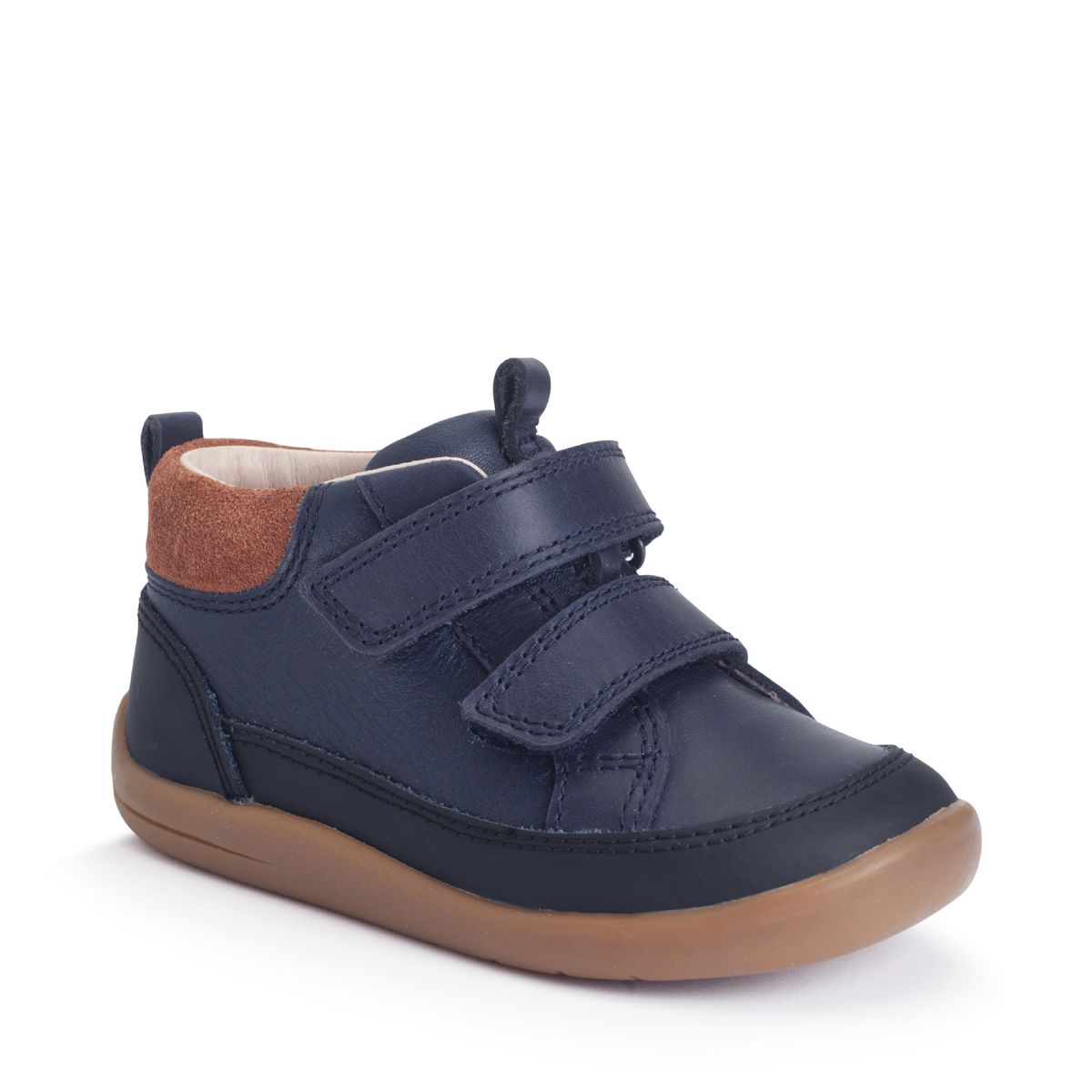 Start-Rite Rove Navy leather kids rip-tape first casual boots