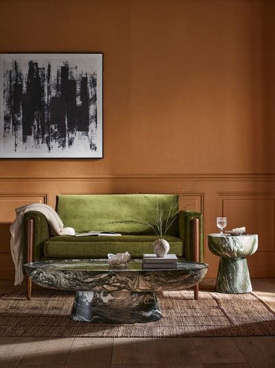 Lucy Coffee Table Green Marble Finish