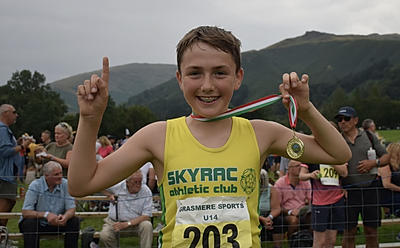 Jacob Palmer, winner of the Under-14s Fell Race at Grasmere Lakeland Sports and Show 2022