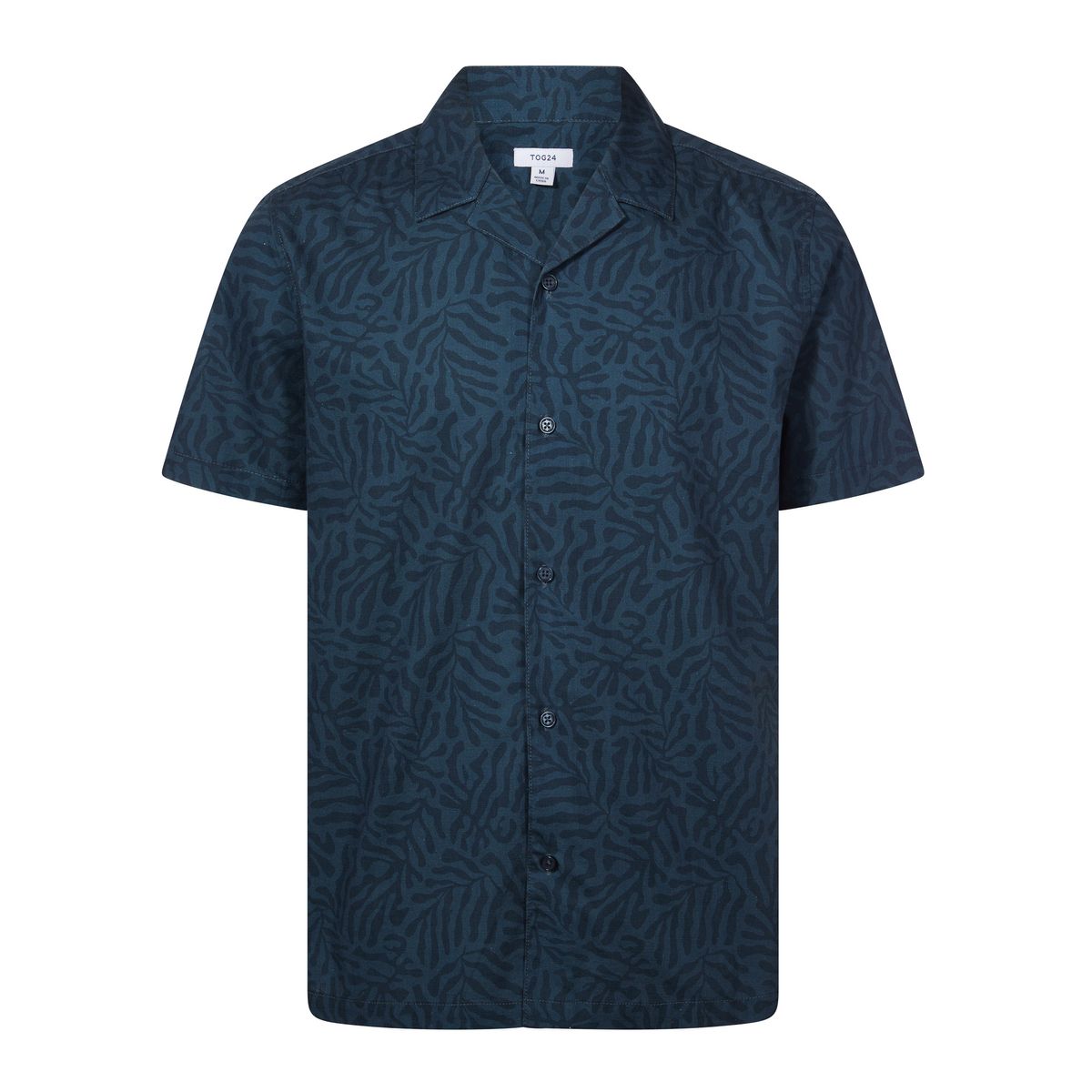 Wallsend Mens Short Sleeve Shirt - Deep Teal Print