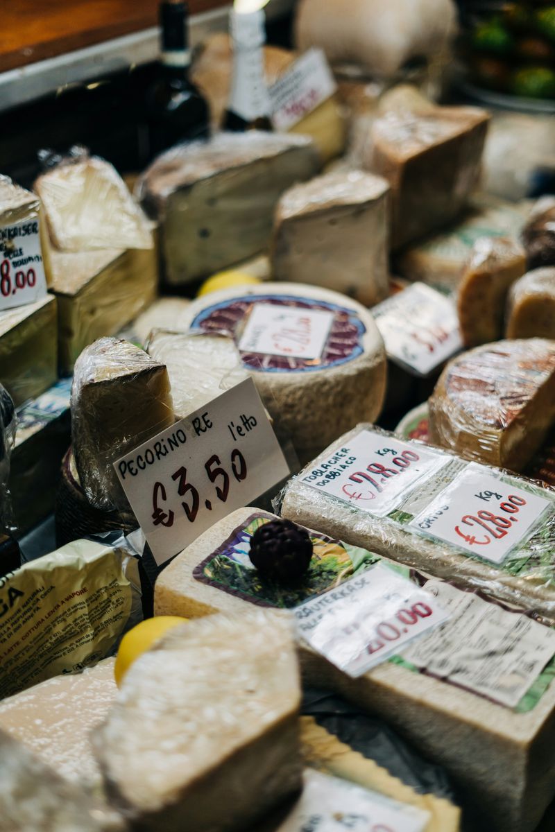 Italian cheeses waiting to be bought and used in experimental pizza toppings perhaps.