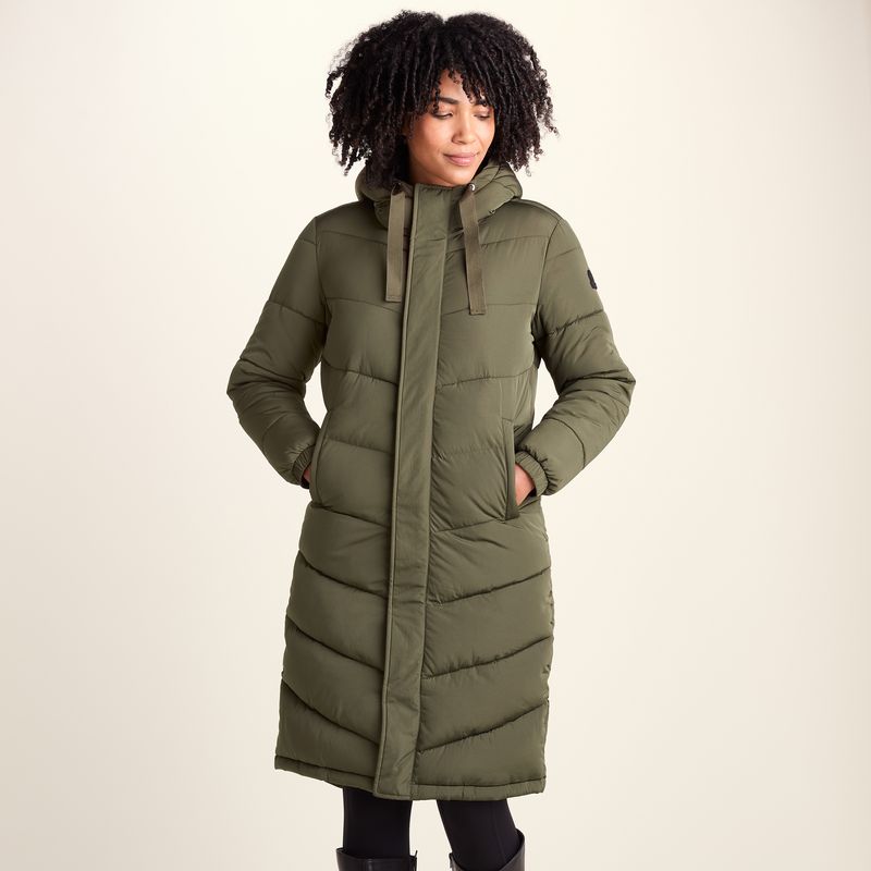Raleigh Womens Long Insulated Jacket - Khaki