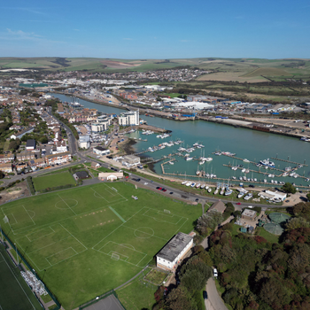 Aerial view of Newhaven recreation area and port.JPG