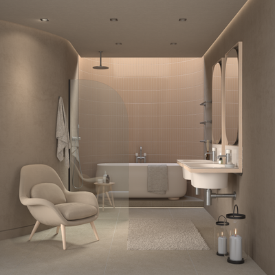 Floor Mounted Bath Mixer in Silver Steel 