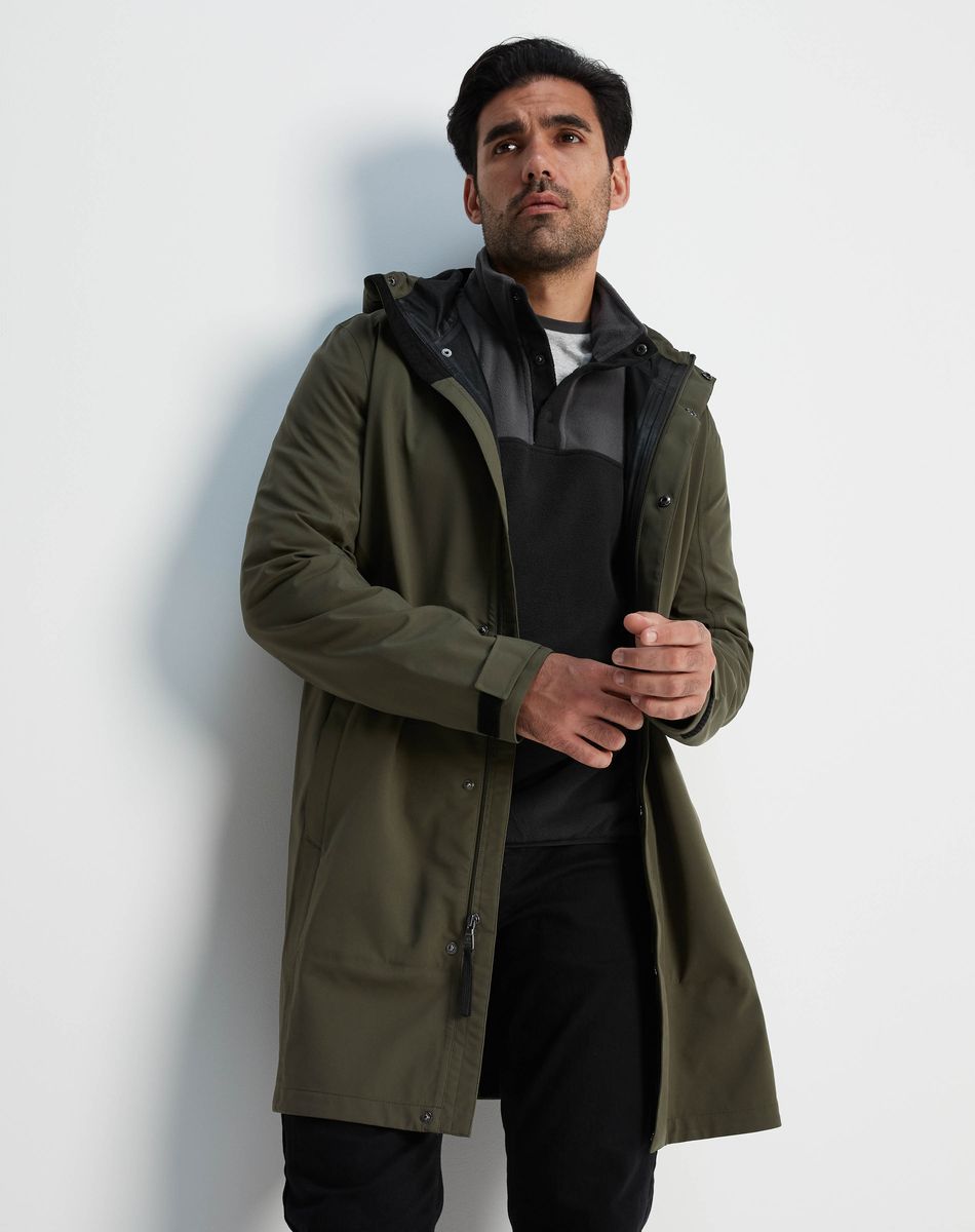 Glenton Men's Long Waterproof Jacket - Moss Green