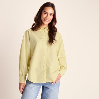 Marnie Womens 100% Cotton Oversized Shirt - Butter Yellow