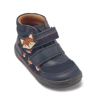 Amigo French navy leather/fox Start-Rite x JoJo Maman Bébé riptape first walking high top boots