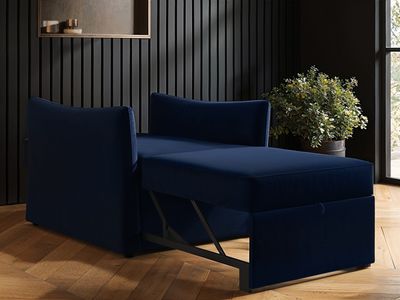 Solace+Co Skyler Armchair Bed Navy Velvet