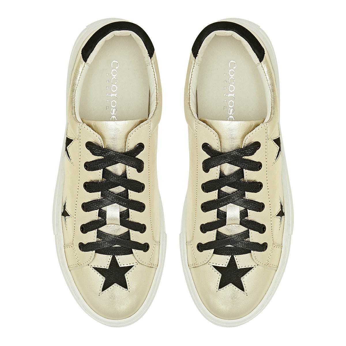 Cocorose London Hoxton Gold with Black Stars comfort trainers