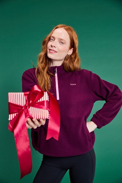 Sachs Womens Midweight Half Zip Fleece Pullover - Aubergine