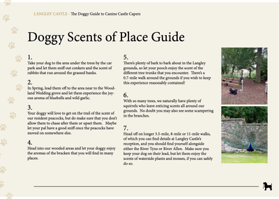Doggy 'Scents of Place' guide - one of the pages in the Langley Castle 'Doggy Guide to Canine Castle Capers
