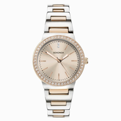 Sekonda Amelia watch with two tone case and rose dial