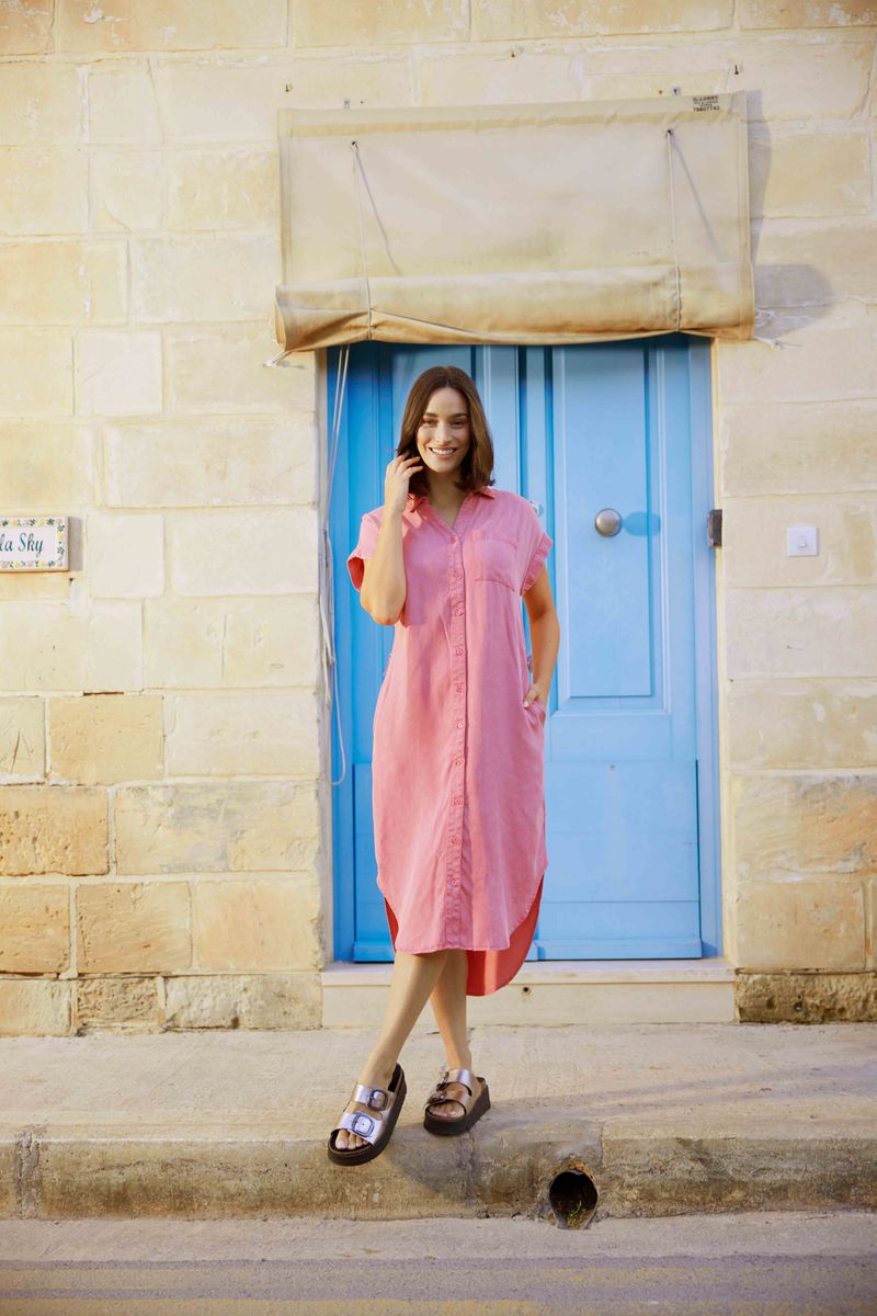 Lenira Women's Shirt Dress - Rose Quartz