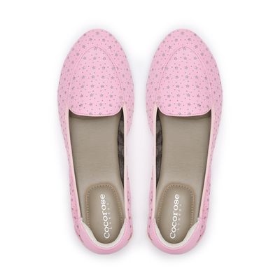 Clapham Pink Leather Loafers with Silver Stars