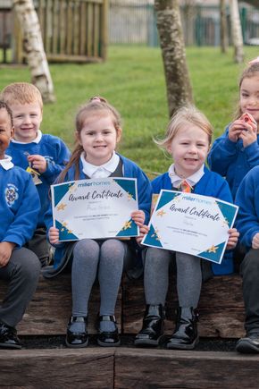 Miller Homes nest box donation as part of National Nest Box Week to Brunshaw Primary School, Burnley. 