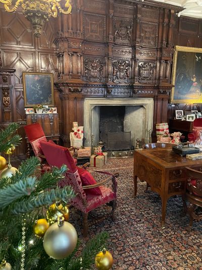 The Great Hall at Levens Hall and Gardens, decorated for Christmas,