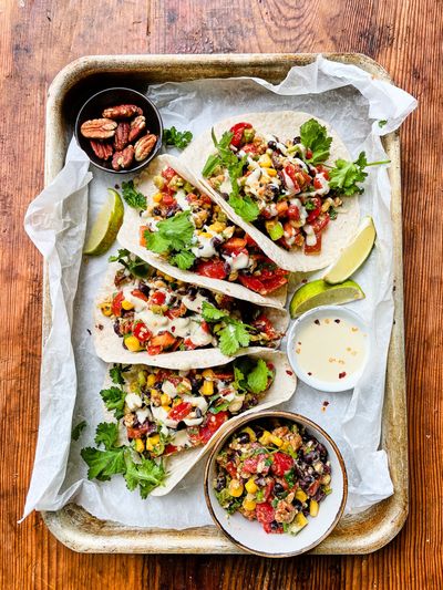 Quick & Easy Tacos With Toasted Pecans & Tahini Drizzle 