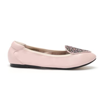 Clapham Pastel Pink with Multi Glitter Shield Leather Loafers from Cocorose London