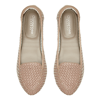 Cocorose London Dusky Pink Woven Leather Loafers