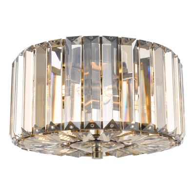 Fernhurst 3 Light Flush in Antique Brass and Champagne Crystal