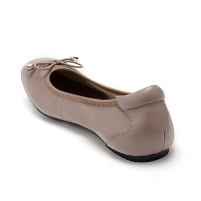 Barnes with a Bow Dusky-Pink Leather Fold Up Ballet Flats from Cocorose London