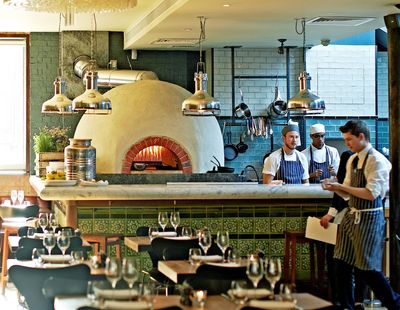A Valoriani wood fired pizza oven, supplied by Orchard Ovens, in Jamie Oliver's Fifteen restaurant.