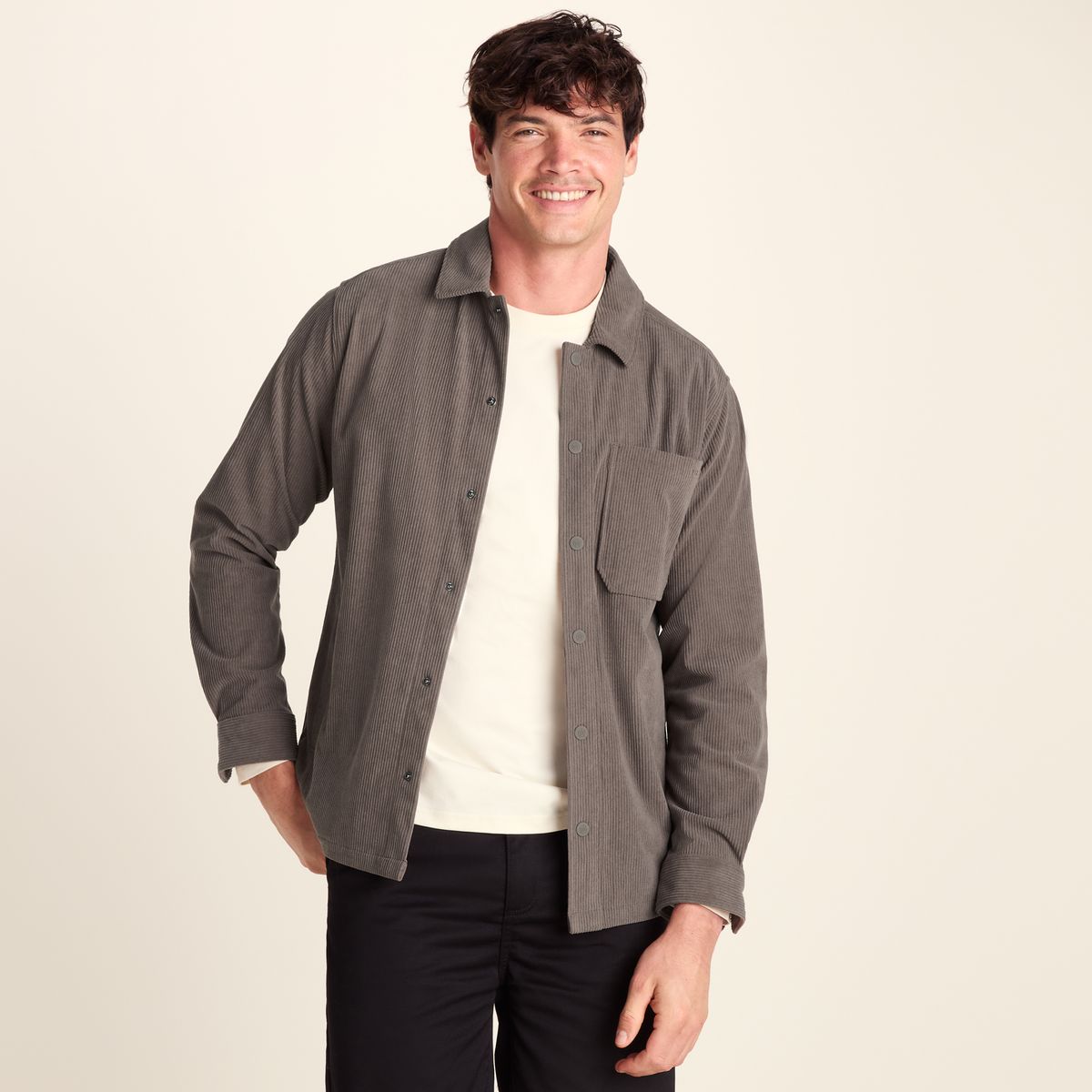 Olson Mens Chunky Corduroy Shacket - Ash Brown