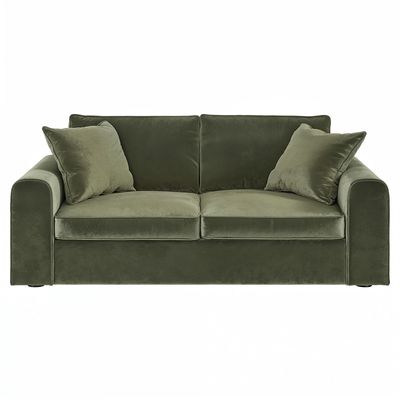 Solace+Co Ainsley 3 Seater Sofa Khaki Green Velvet
