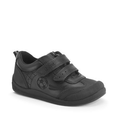 Hat-trick, black leather rip-tape first school shoe by Start-Rite Shoes