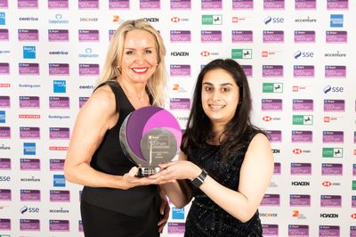  Jiya Mehta, winner of the One to Watch Award - Sponsored by Computacenter, at the 2024 Bupa everywoman in Technology Awards