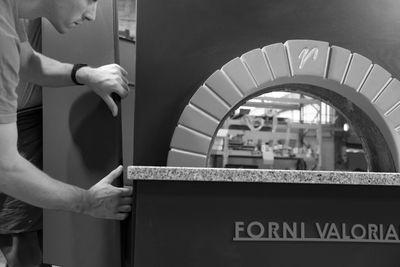A Valoriani oven being manufactured in the Valoriani factory in Reggello, Tuscany, Italy.