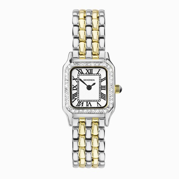 Sekonda Monica watch with stone set bezel and white dial