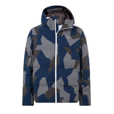Davos Mens Shower Resistant Insulated Ski Jacket - Blue Geo Camo Print