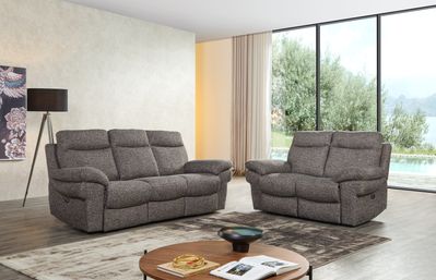 Tanya Brown Fabric Electric Recliner 3+2 Seater Sofa Set