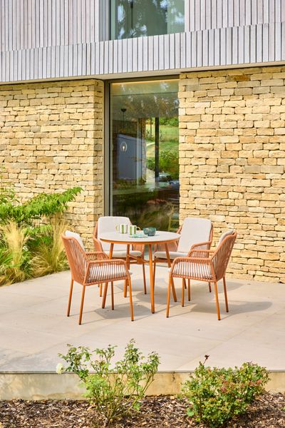 Olivia 4 Seat Round Dining Set - Terracotta