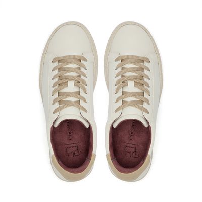 Plant-powered 'Kew' vegan trainer from Cocorose London, in white with beige heel tab