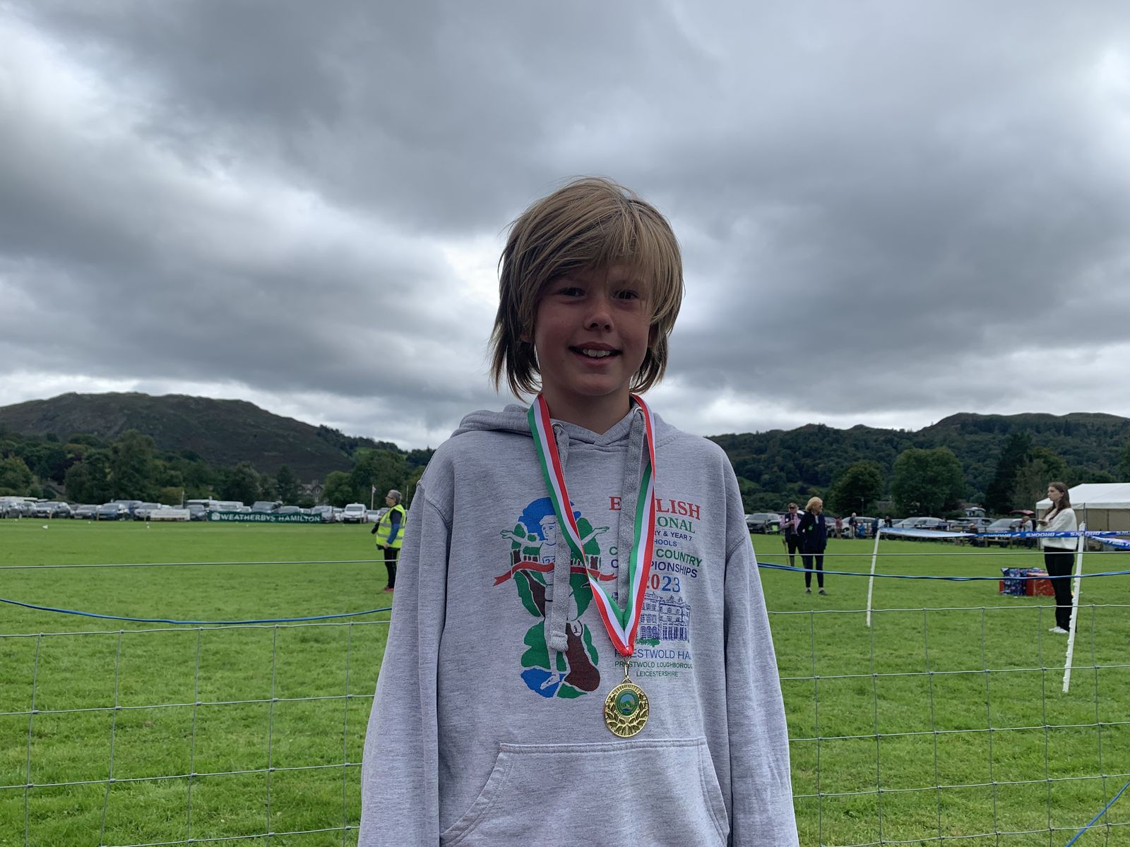 Noah Cook from Ulverston, winner of the Under 12s fell race (Guides race) at Grasmere Lakeland Sports and Show 2023