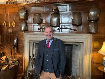 Artist Bob Sutcliffe in the Great Hall at Levens Hall and Gardens, which will host a musicathon of local bands, choirs and musicians, on weekends in December 2024.