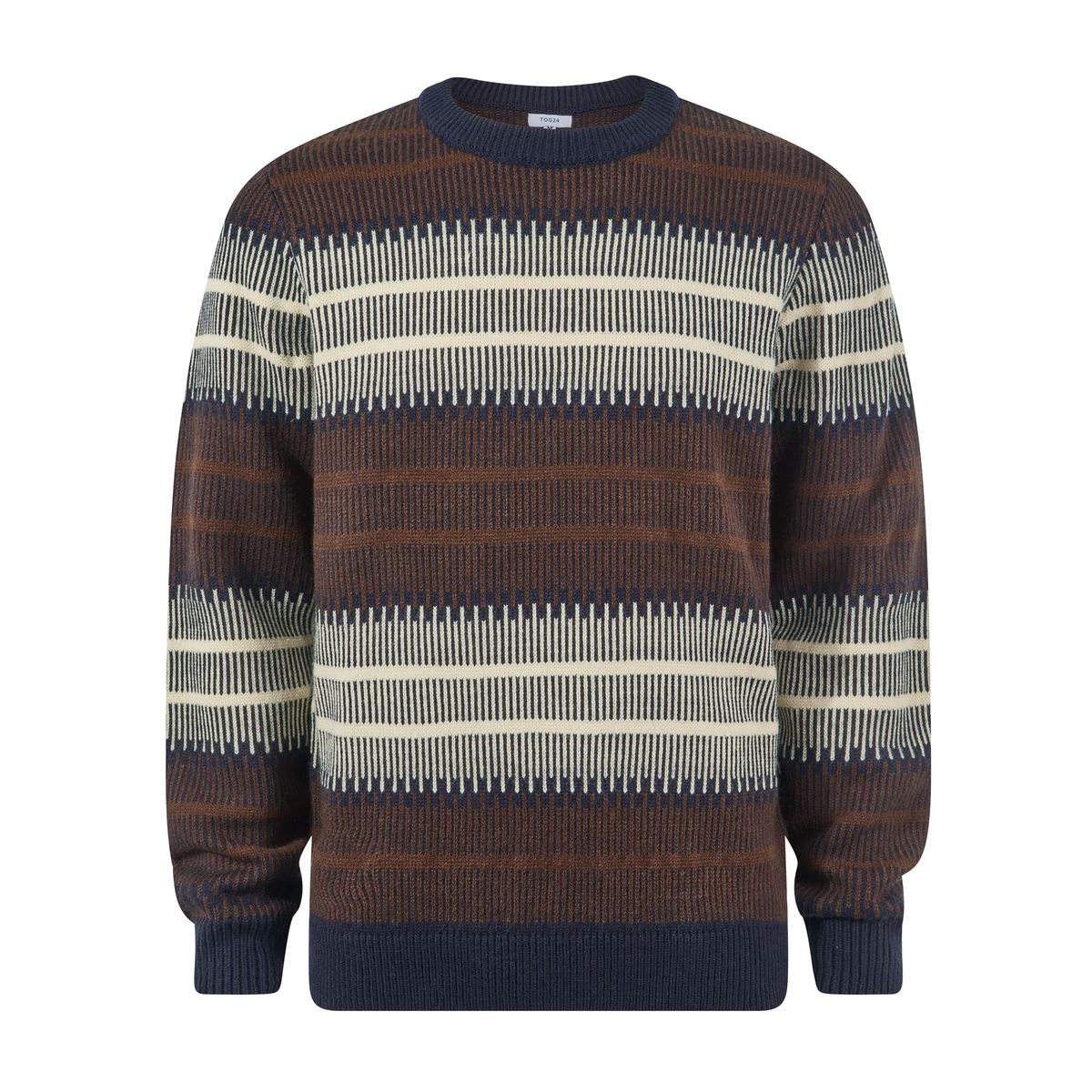 Milo Mens Fairisle Inspired Crew Knit Jumper - Deepest Blue Fairisle