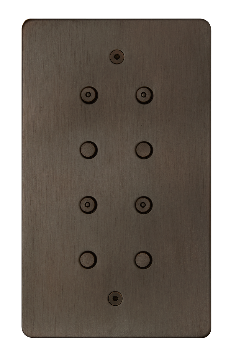 8 gang low-voltage round button vertical keypad, 4 buttons with LED, chocolate bronze finish