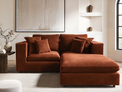 Solace+Co Asher 3 Seater with Reversible Footstool Burnt Orange Chenille