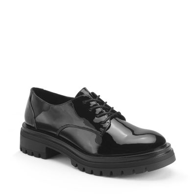 Barcelona Black Patent School Shoe