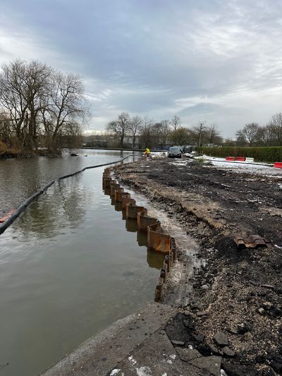 Sheet piling works undertaken by Sheet Piling (UK) Ltd, in Pontefract Park, Yorkshire.