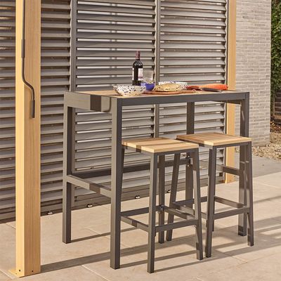 Savannah Bar Table and 2 Bar Stools - Oak
