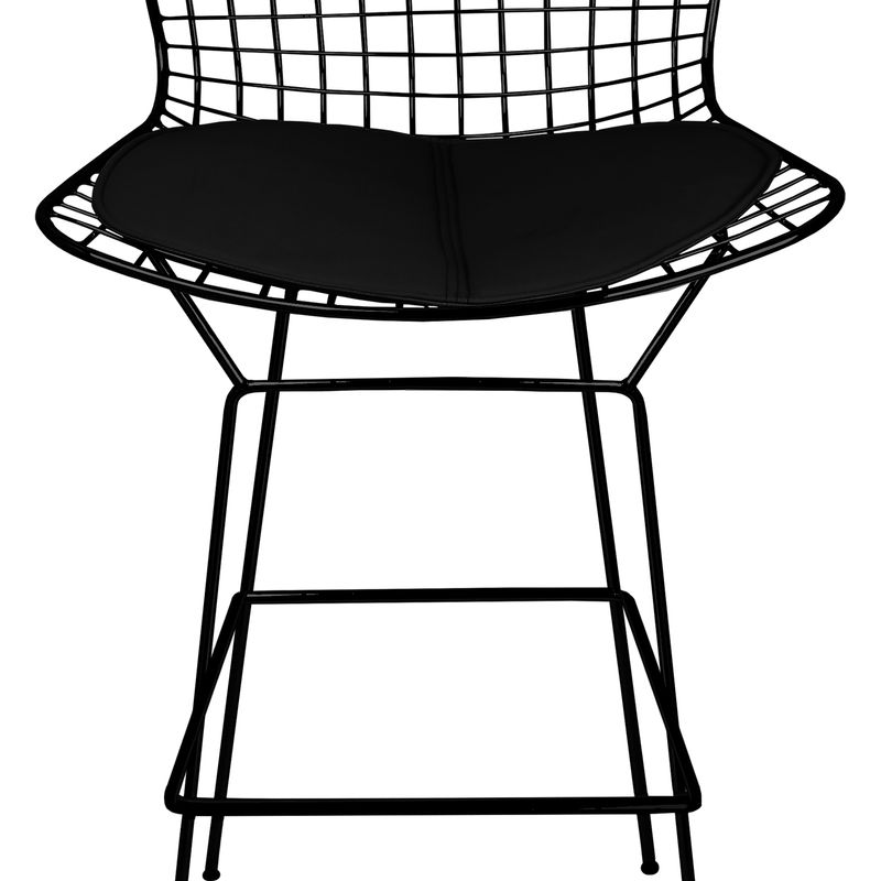 Harry Bertoia Inspired Wire Bar Stool with Black Cushion
