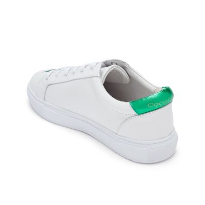 Hoxton White with Metallic Green Stars Low-Top Trainers