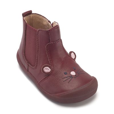 Friend Wine leather/mouse Start-Rite x JoJo Maman Bébé zip-up first walking boots