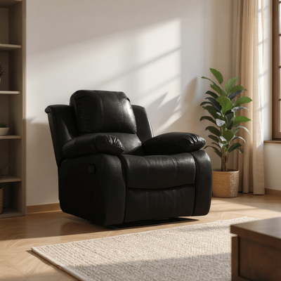 Valencia Black Leather Recliner Chair – Manual Control