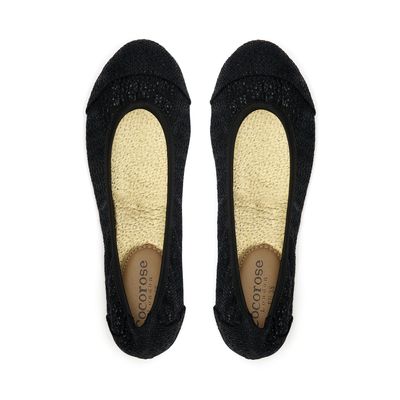 Barbican Black Metallic Fold Up Ballet Flats from Cocorose London