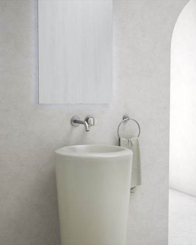 Wall Mounted Basin Tap in Silver Steel